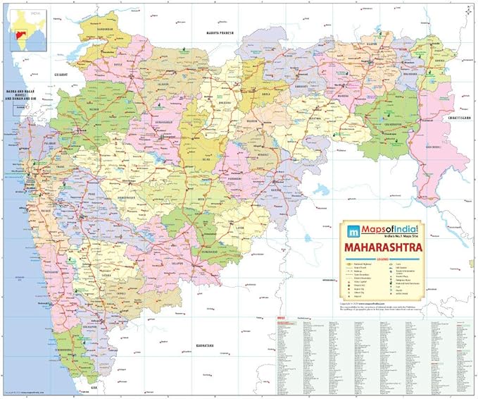 Maharashtra Road Map Pdf Maharashtra Detailed Political Map - 2020 Edition (60"W X 50"H) :  Amazon.in: Office Products