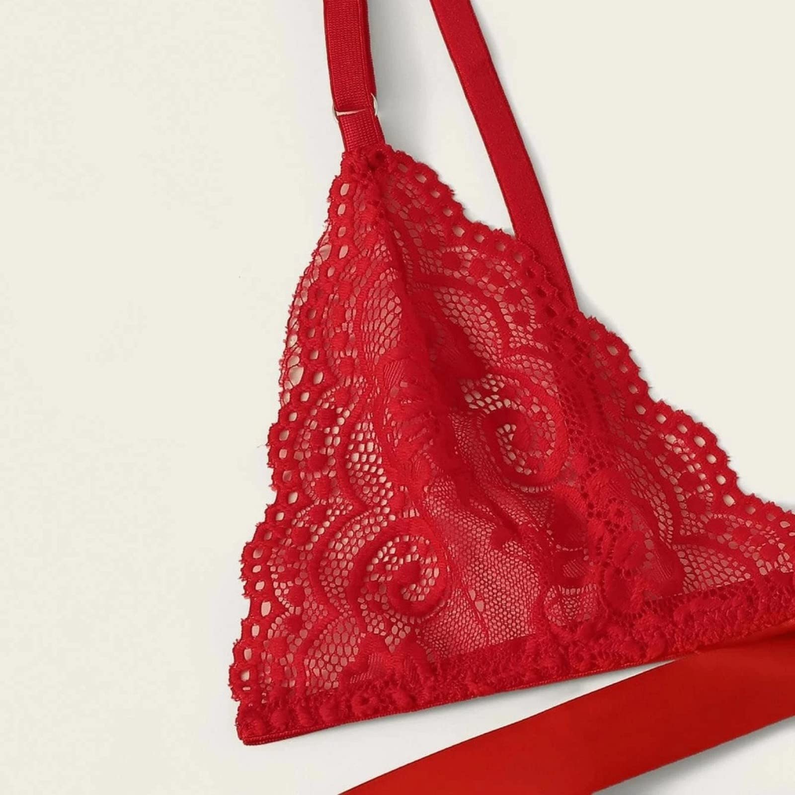 Pigiameria da Donna Lingerie Sexy per Intimo da Donna Sexy Set Reggiseno Perizoma Giarrettiera Lingerie Sexy Costumi in Pizzo Trasparente Traforato (CM) (B XL)