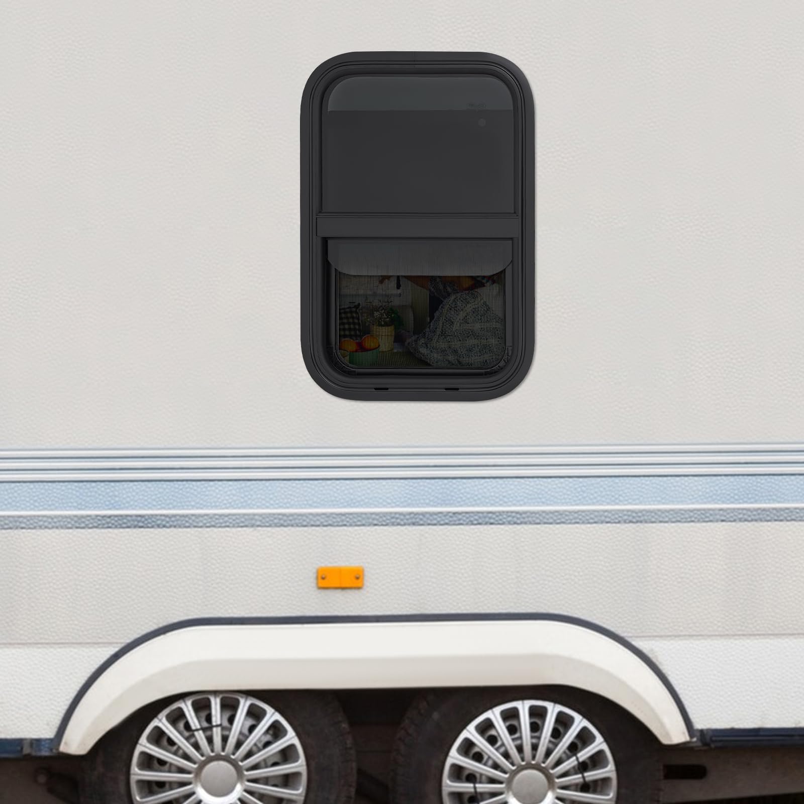 Finestra a ghiera colorata per camper 380 x 560 mm, per roulotte, finestre laterali verticali, in vetro temperato, finestra di ventilazione per camper e camper