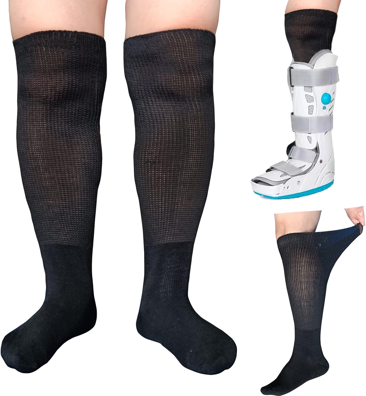 2 Pairs Walking Boot Socks Air Cam Walker Brace Fracture Boots Orthopedics Socks Cast Replacement Sock Liner