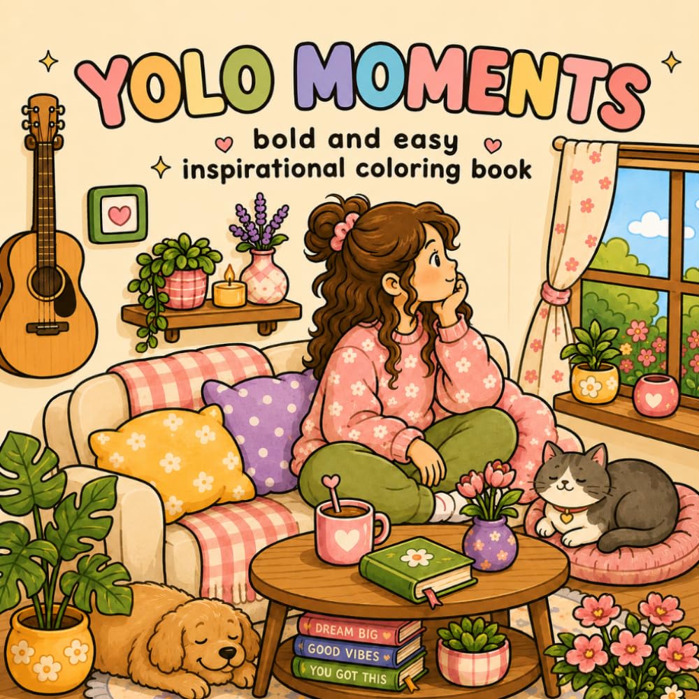 YOLO Moments: Bold and Easy Inspirational Coloring Book for Adults and Teens | Motivational Pages for Stress Relief, Positivity, Mindfulness & Self-Care