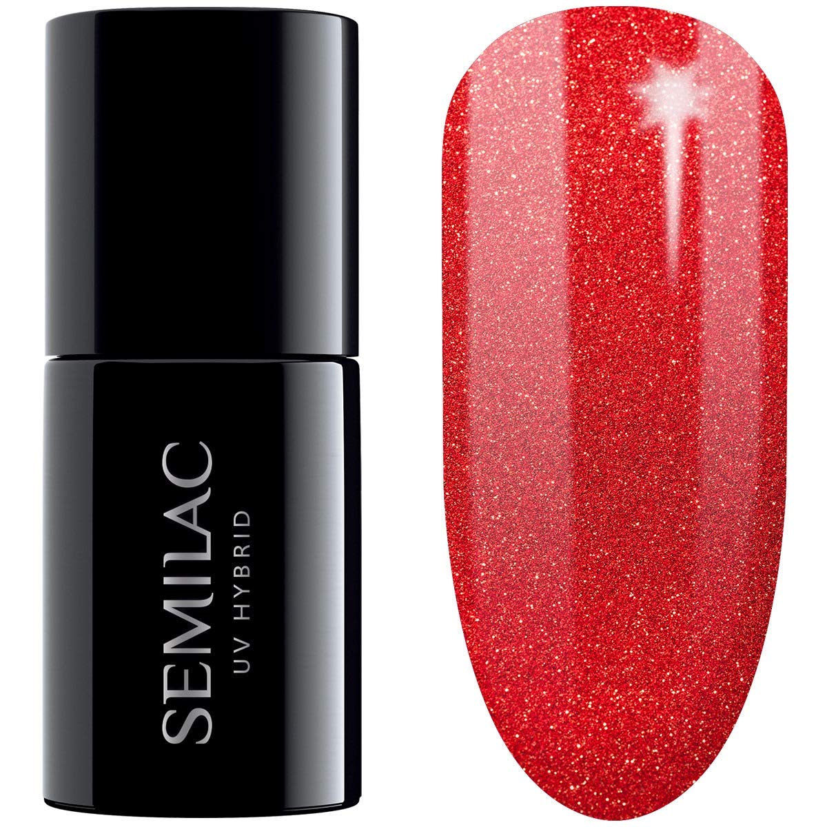 Semilac UV Nagellack Hybrid 346 Chic Red Glitter 7ml