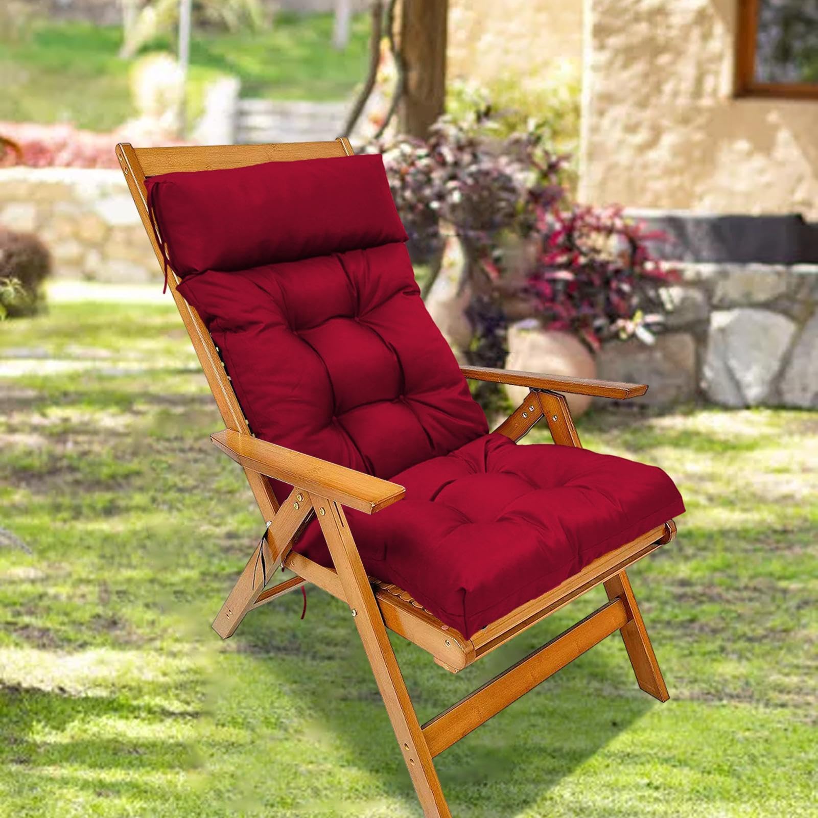 Cojín para Silla, cojín para Silla de terraza, cojín Profundo Plegable para Exteriores, cojín para Todo Tipo de Clima, Chaise Longue para terraza, Tumbona, cojín de Banco