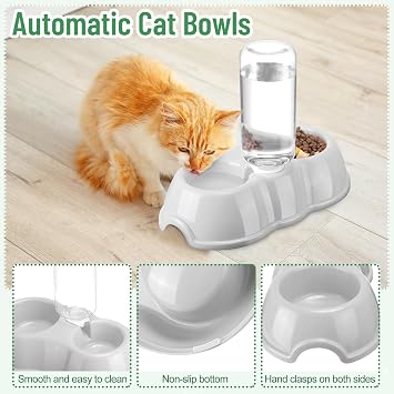 Tioncy 7 Pcs Small Cat Kitten Starter Kit Cat Litter Box with Shovel Paw Litter Mat Double Automatic Bowls Toy Teaser Stick Kitten Collar Essentials Kits for 1-3 Lbs Beginner(Black)