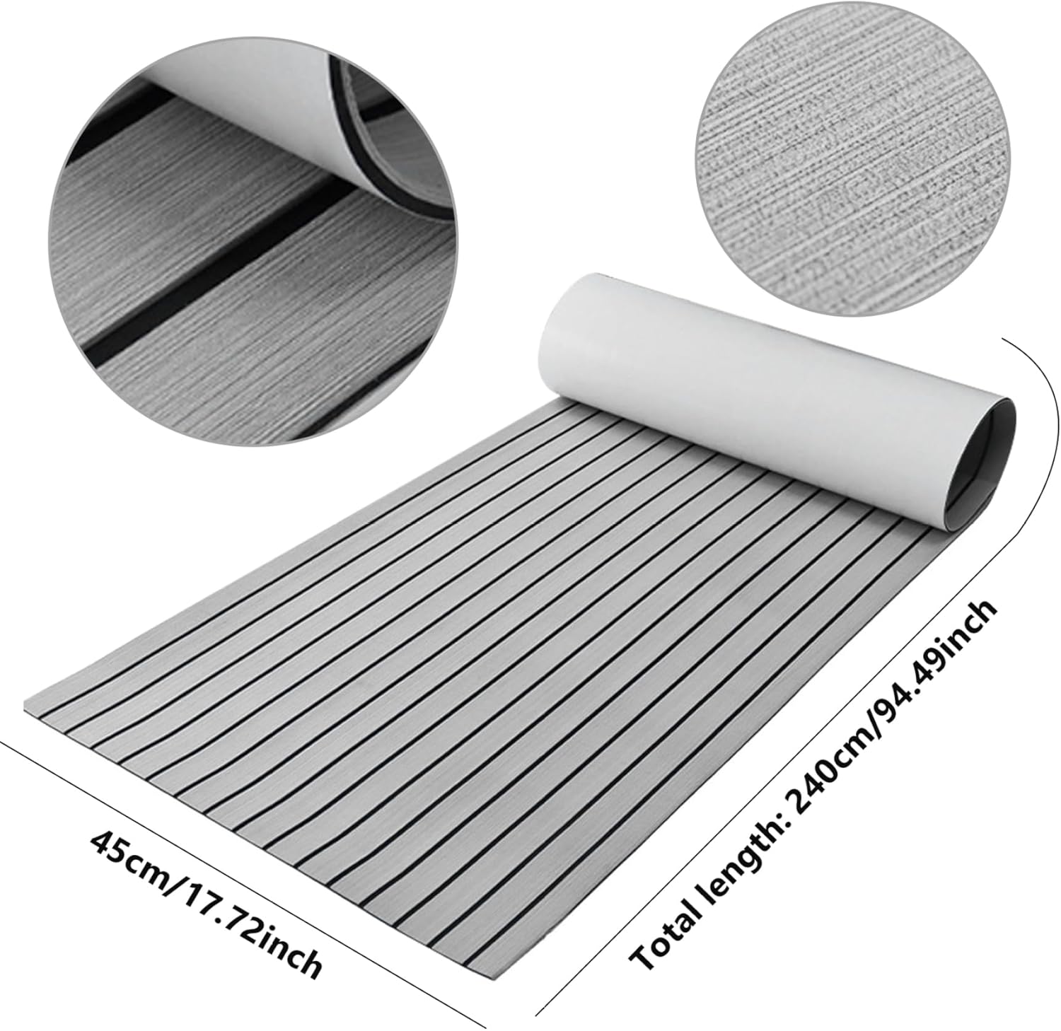 Boat Flooring 94.5x17.7 in EVA Anti-Slip Foam Marine Carpet Trimmable Shock-Absorbing Self-Adhesive