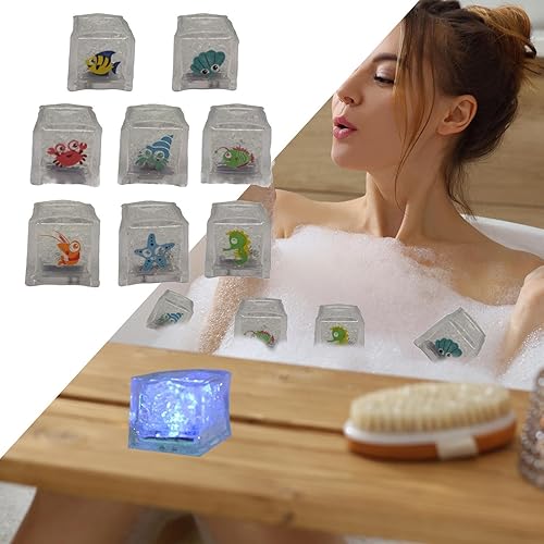 Bath Tub Light Up Ice Cubes | Multicolor LED Ice Cubes Bath Glow Cubes | Water Activated Light Up Bath Cubes for Kids, Family, Friends, Home, Birthdays, Holiday