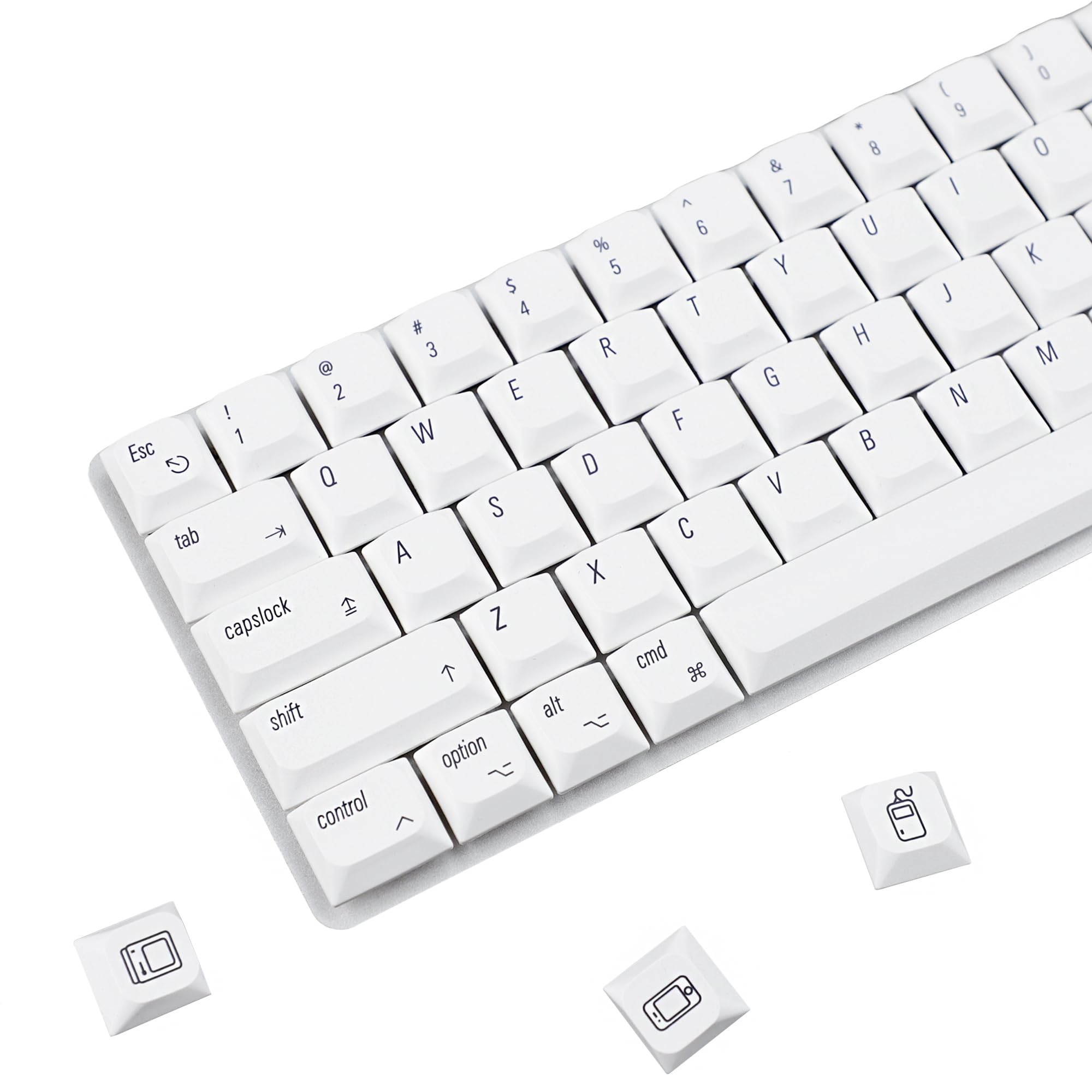 YMDK 124 Ultra-Slim Mac Style Keycap Low Profile Dye Sub PBT Keycaps for Mx 61 64 68 75 84 87 96 108 Layout Mechanical Keyboard