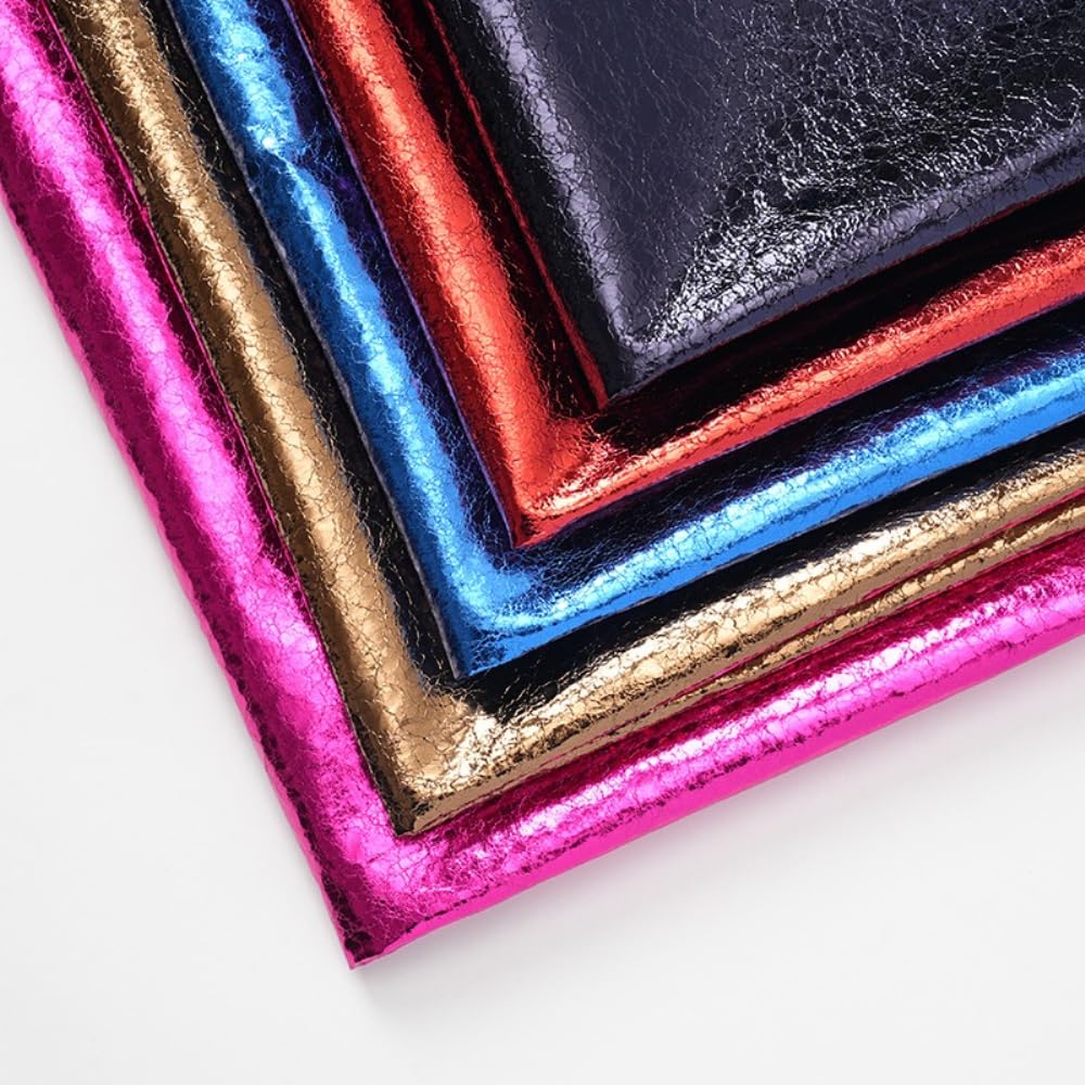 200 cm x 140 cm, grosor de 0,5 mm, brillante piel sintética de poliuretano con efecto metálico y estructura crackle, tela decorativa, reflectante de imitación para manualidades, bolsos