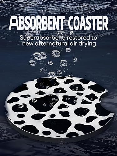 Vista 3 de WOCOCN Posavasos para automóvil, 2.75 pulgadas, antideslizantes y absorbentes, bonitos accesorios de decoración para portavasos de automóvil, Vaca