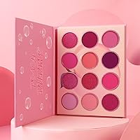 Vista 8 de Paleta de sombra de ojos rosa, 12 colores melocotón, mate y brillante, altamente pigmentada, rosa, mini paleta de sombra de ojos, cálida y natural