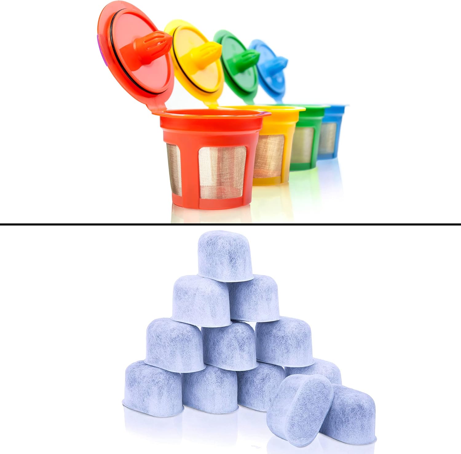 4 Reusable K Cups and 12 Water Filters for Keurig Home