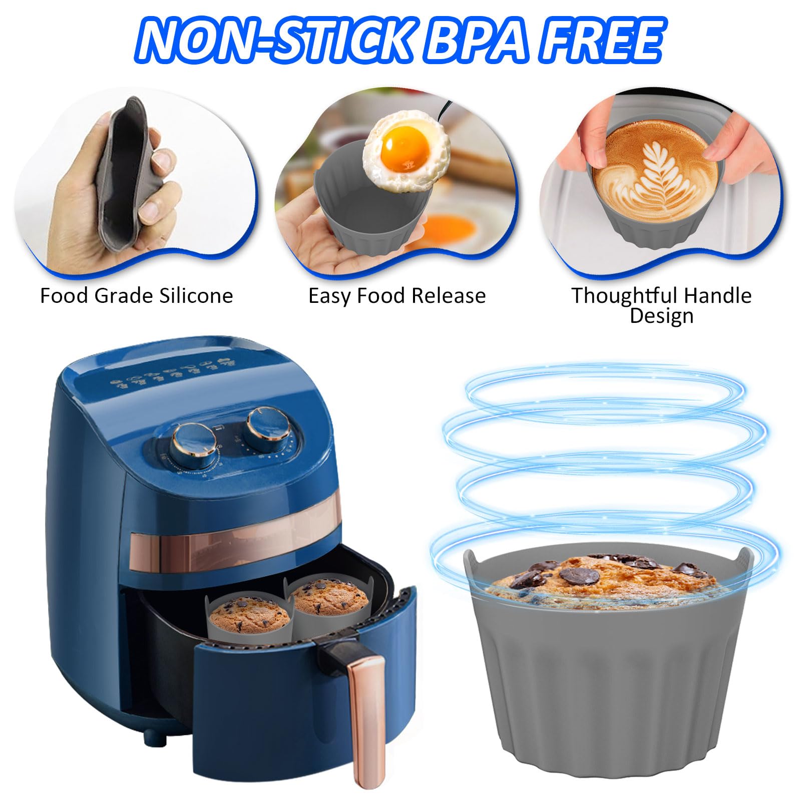 6-teiliges Air Fryer Backformen Set - Mit Zange & Pinsel Für Heißluftfritteuse