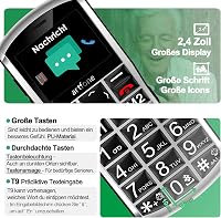 artfone A400 4G Idősbarát Mobiltelefon Nagy Gombokkal, Vészhívó Gombbal, Dual SIM, Asztali Töltőállvánnyal, 2.4" Kijelző 2