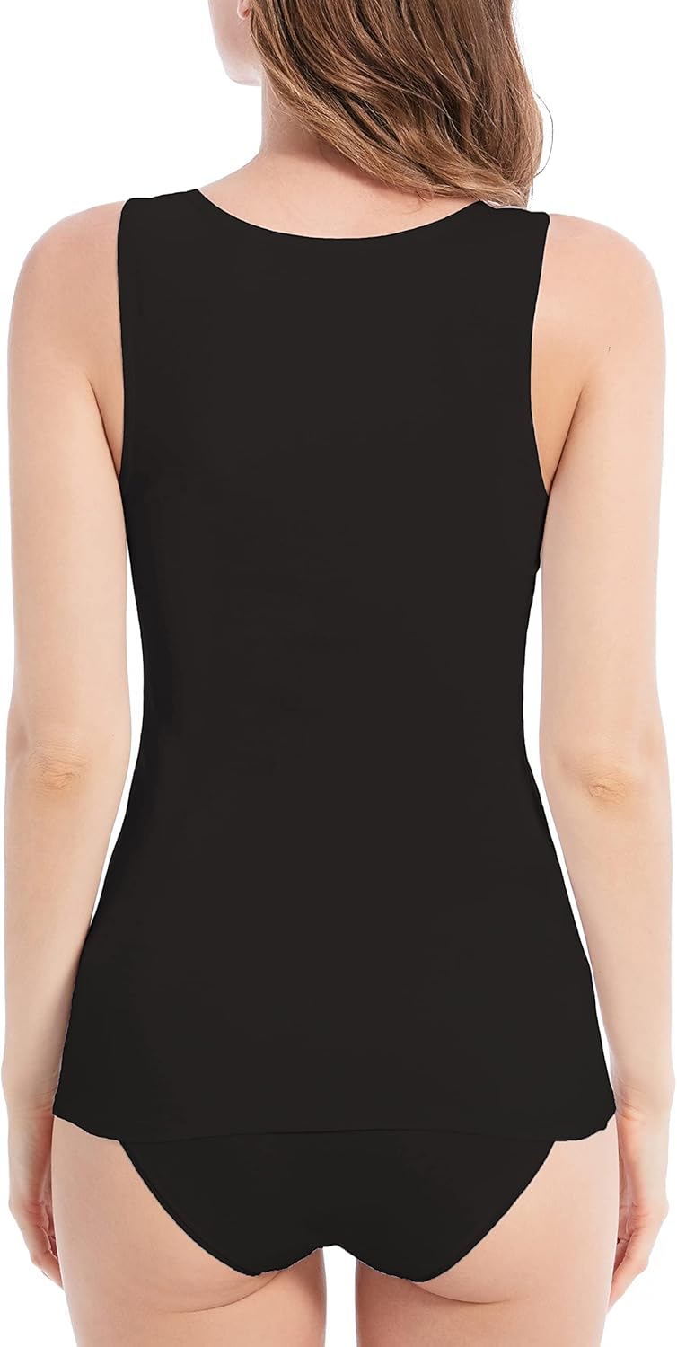 Comfneat Women's 4-Pack Slim-Fit Basic Tanks Cotton Casual Comfy Top Underwear Vests - Image 4
