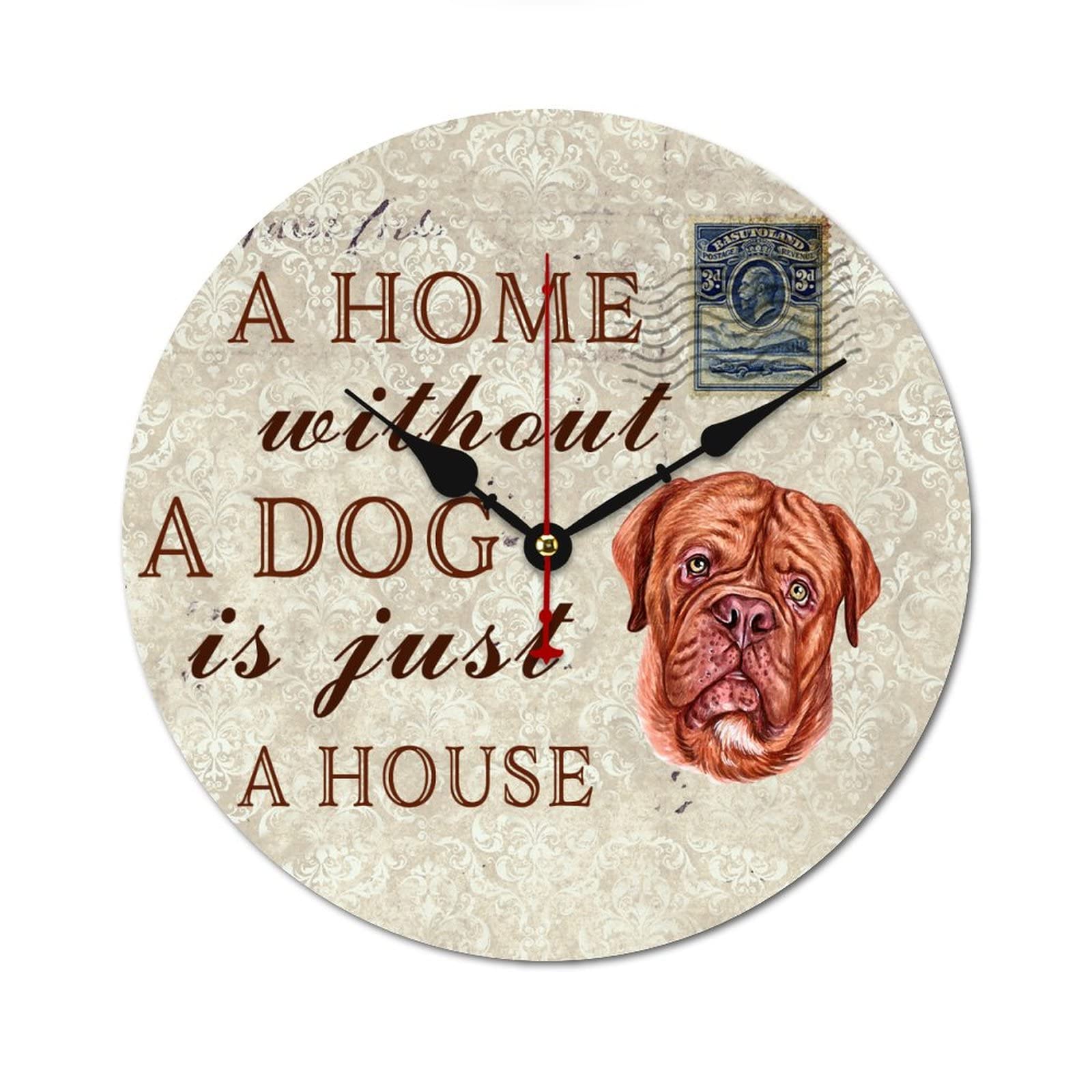 Horloge murale avec inscription chien pour amoureux des animaux déco salon chaleureuse