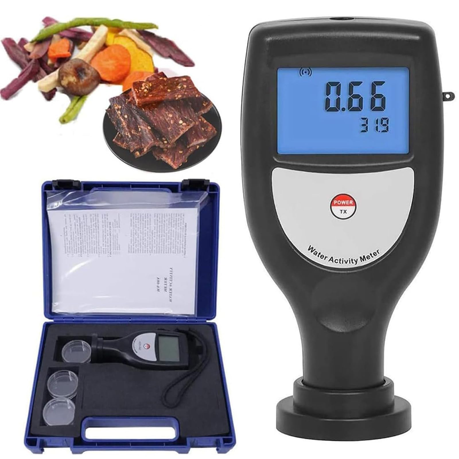 Medidor de actividad de agua para alimentos, probador Aw con rango de 0.00-1.00 aw, precisión ± 0.02 aw, para frutas secas y verduras