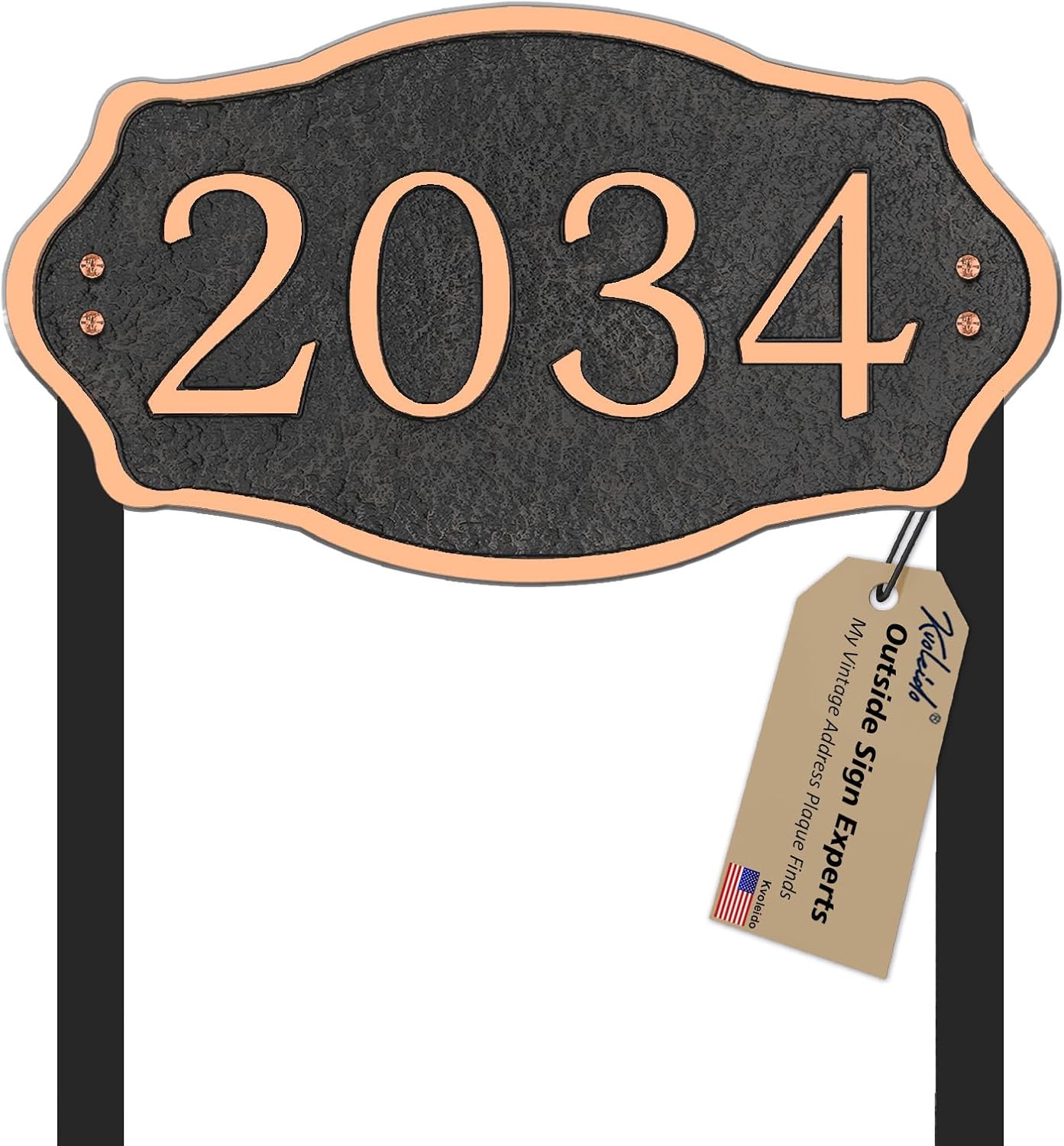 Personalized Address Sign Lawn Mounted - Custom House Number Signs with Metal Stakes for Outside Lawn, House, Yard, Ground, Drive Way, Garden, Free Standing in(Red Copper)