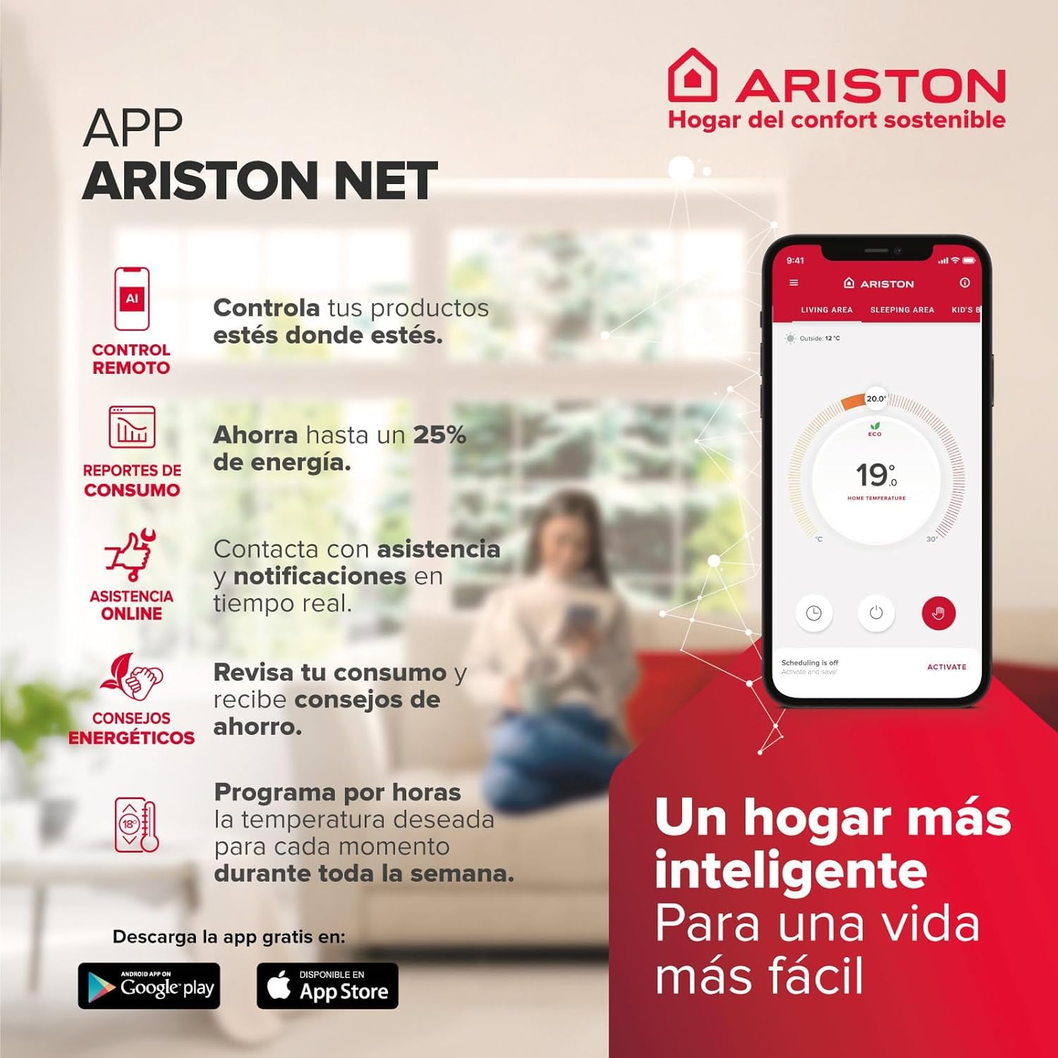 Ariston Velis Pro Wifi Elektrischer Warmwasserbereiter, niedriger Stromverbrauch, mehrere Positionen, 50 Liter, flach, WLAN und ECO-EVO-Funktion, 79,7 x 27,5 x 51,1 cm, Installation in Spanien
