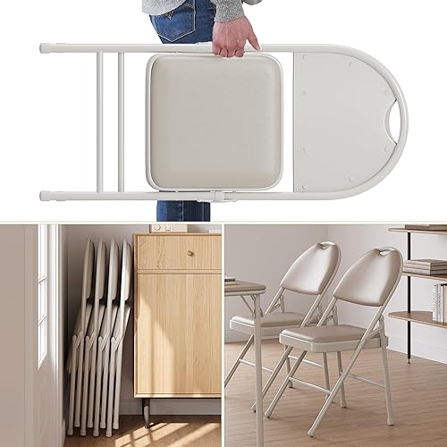 Miniatura 7 de GAOMON Paquete de 4 sillas plegables con cojín acolchado de poliuretano grueso, patas de metal y almohadillas antideslizantes, asiento comercial