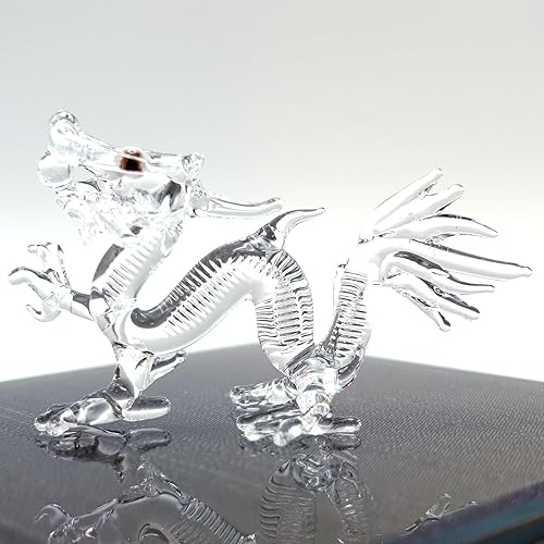 Miniatura 14 de Figuras artísticas de cristal soplado a mano en miniatura de dragón, animales de fantasía, regalo coleccionable, decoración del hogar, 3 pulgadas