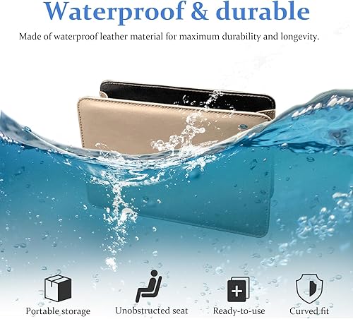 Miniatura 10 de Augeny Cubo de basura plegable de cuero impermeable con un rollo de bolsa de basura, mini contenedor multifuncional para almacenamiento automático