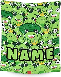 Mercuryelf Custom Frog Throw Blanket - Soft, Fuzzy & Warm - 60x80 Inches Flannel Blankets for Bed, Couch - Green Novelty Throws Gift for Women Men
