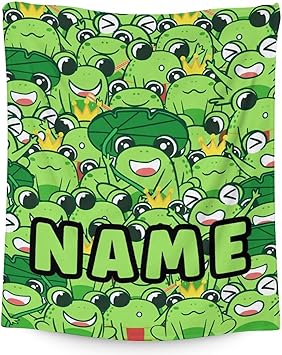 Mercuryelf Custom Frog Throw Blanket - Soft, Fuzzy & Warm - 60x80 Inches Flannel Blankets for Bed, Couch - Green Novelty Throws Gift for Women Men