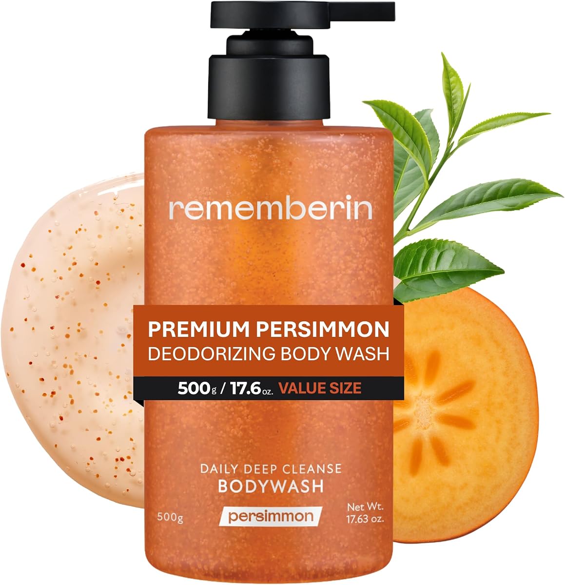 Persimmon Body Wash for Aging Odour & Nonenal, 500g | Korean Fermented Persimmon Extract, For Old People Smell, Reduces Odour up to 92.3%, CICA & Ceramide, Sulfate-Free