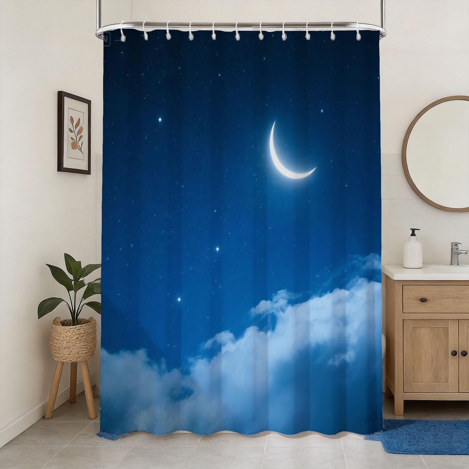 Hongduo 3D Starry Sky Shower Curtain for Stalls Bathtubs Cute Bathroom Decor Shower Curtain Set Polyester Fabric Waterproof 200x200cm/79X79 Inch with Hooks