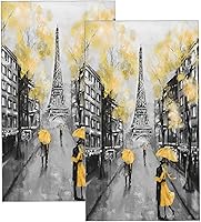 Vista 8 de Hand Towels for Bathroom,Set of 2,Grey and Yellow Abstract Art Painting,Soft Absorbent Small Bath Towel Kitchen Dish Guest Towel Home Decor