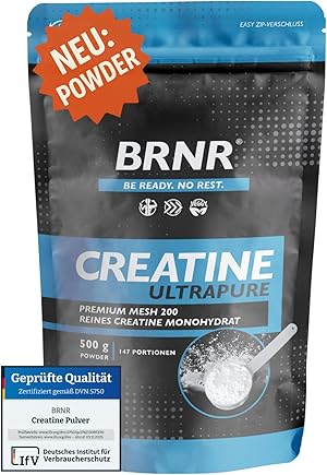 BRNR Creatin Monohydrat Pulver, ultrapures Powder, geprüft und rein, Kreatin Monohydrat, 500g
