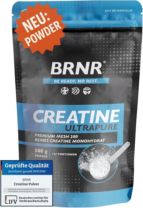BRNR Creatin Monohydrat Pulver, ultrapures Powder, geprüft und rein, Kreatin Monohydrat, 500g
