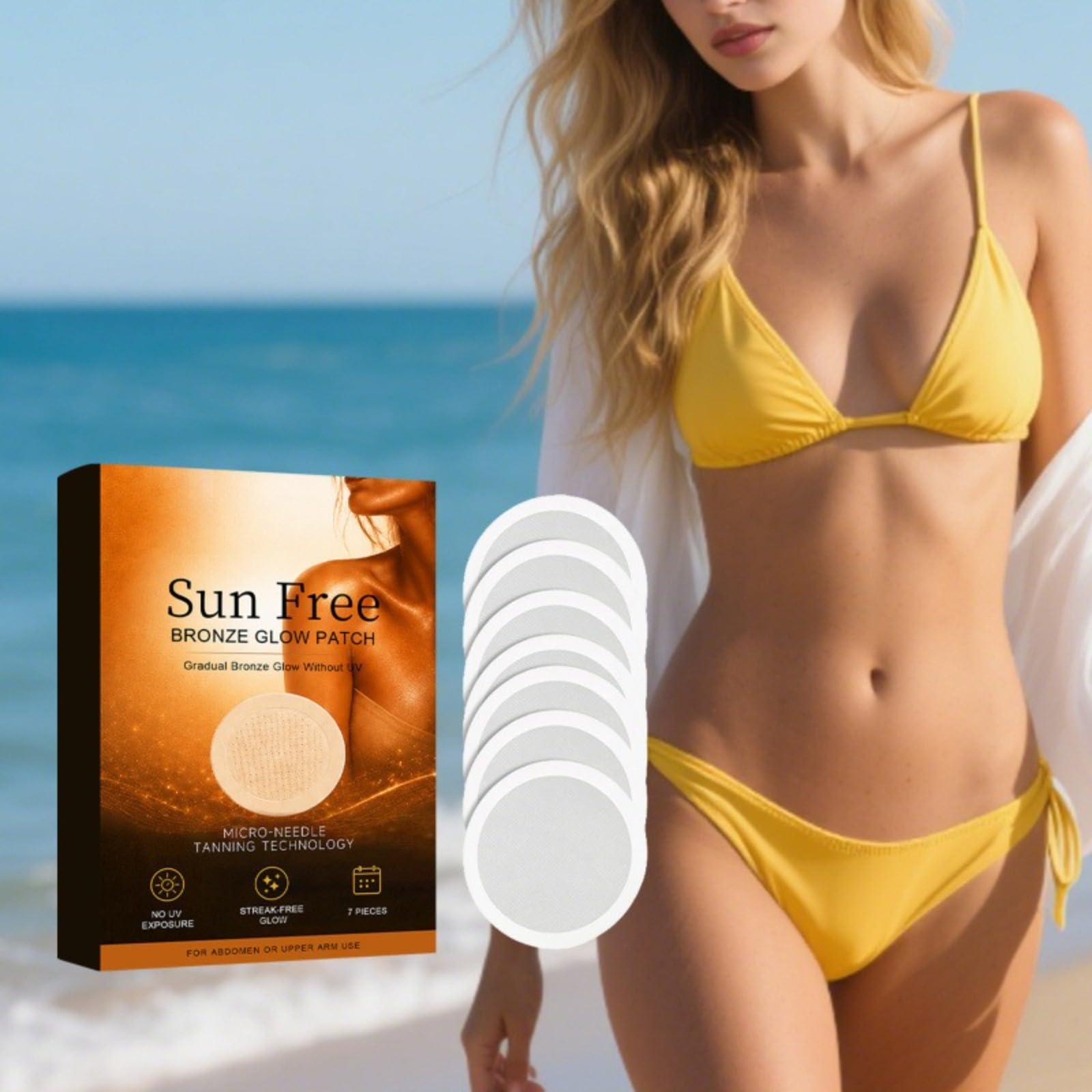 Parche autobronceador en Microneedles, pegatinas de bronceado sin sol para obtener una piel oscura y uniforme, parche de bronceado práctico para usar en casa para el cuidado de la piel