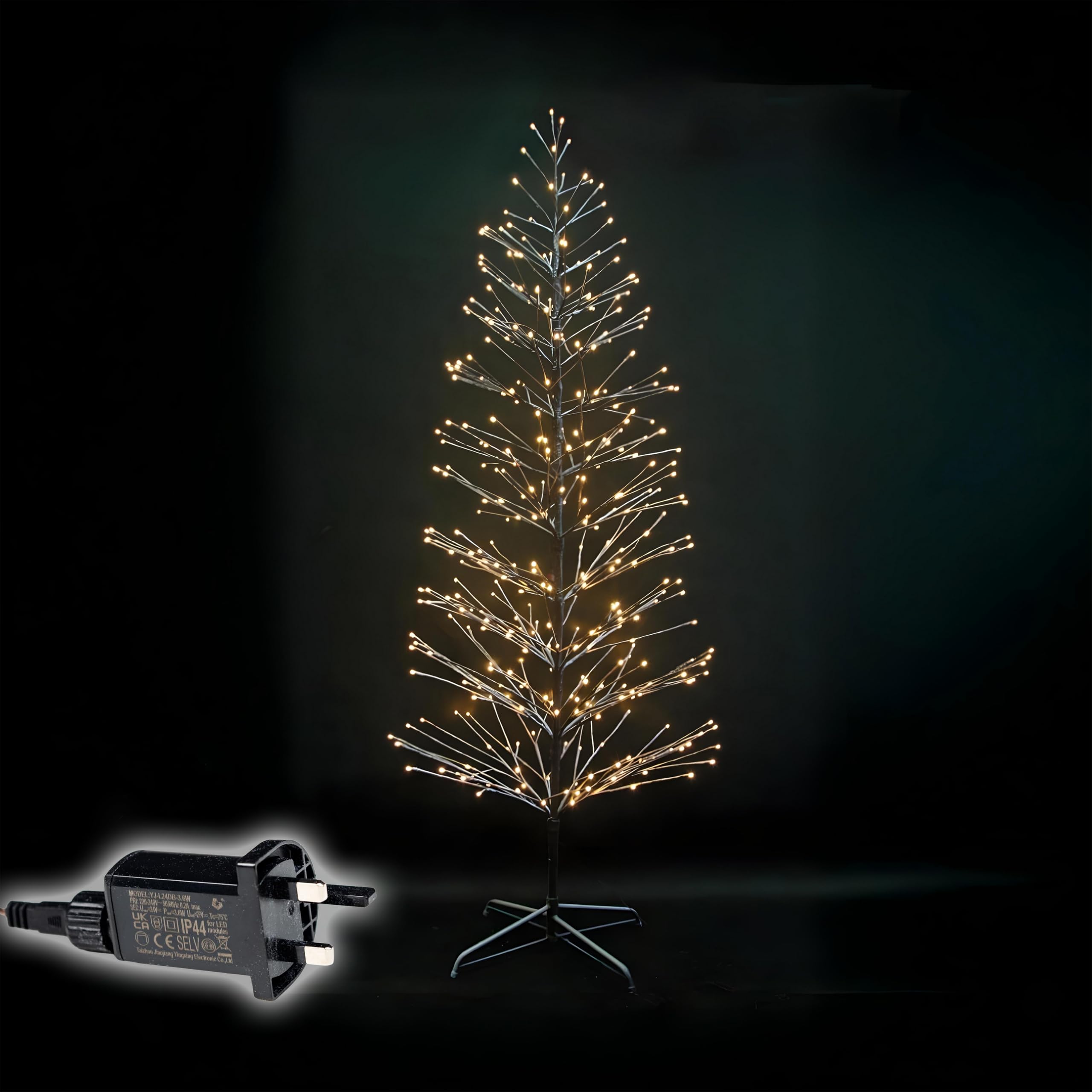 Shatchi 4ft Prelit LED Snow Twig Christmas Tree - Brown - Warm White LEDs