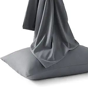 Bedsure King Size Pillow Cases Set of 2 - Dark Grey Brushed Microfiber Pillowcases 2 Pack, Super Soft Pillow Case Cover with Envelope Closure, Wrinkle, Fade and Stain Resistant, 20x36 Inches