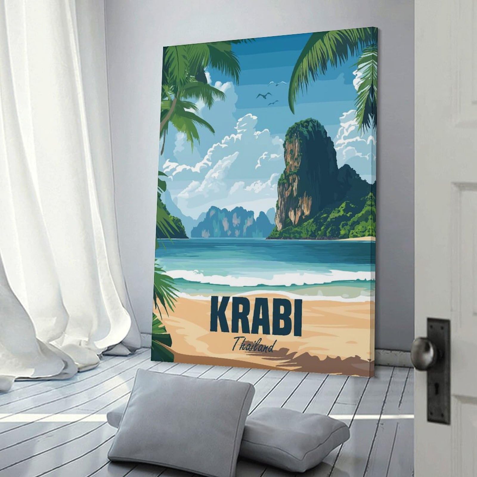 Junmoney Krabi Thailand Canvas Wall Decor, 20x30inch(50x75cm), for New Homes, Bedrooms Or Workspaces, Gift Idea for Housewarming And Birthdays
