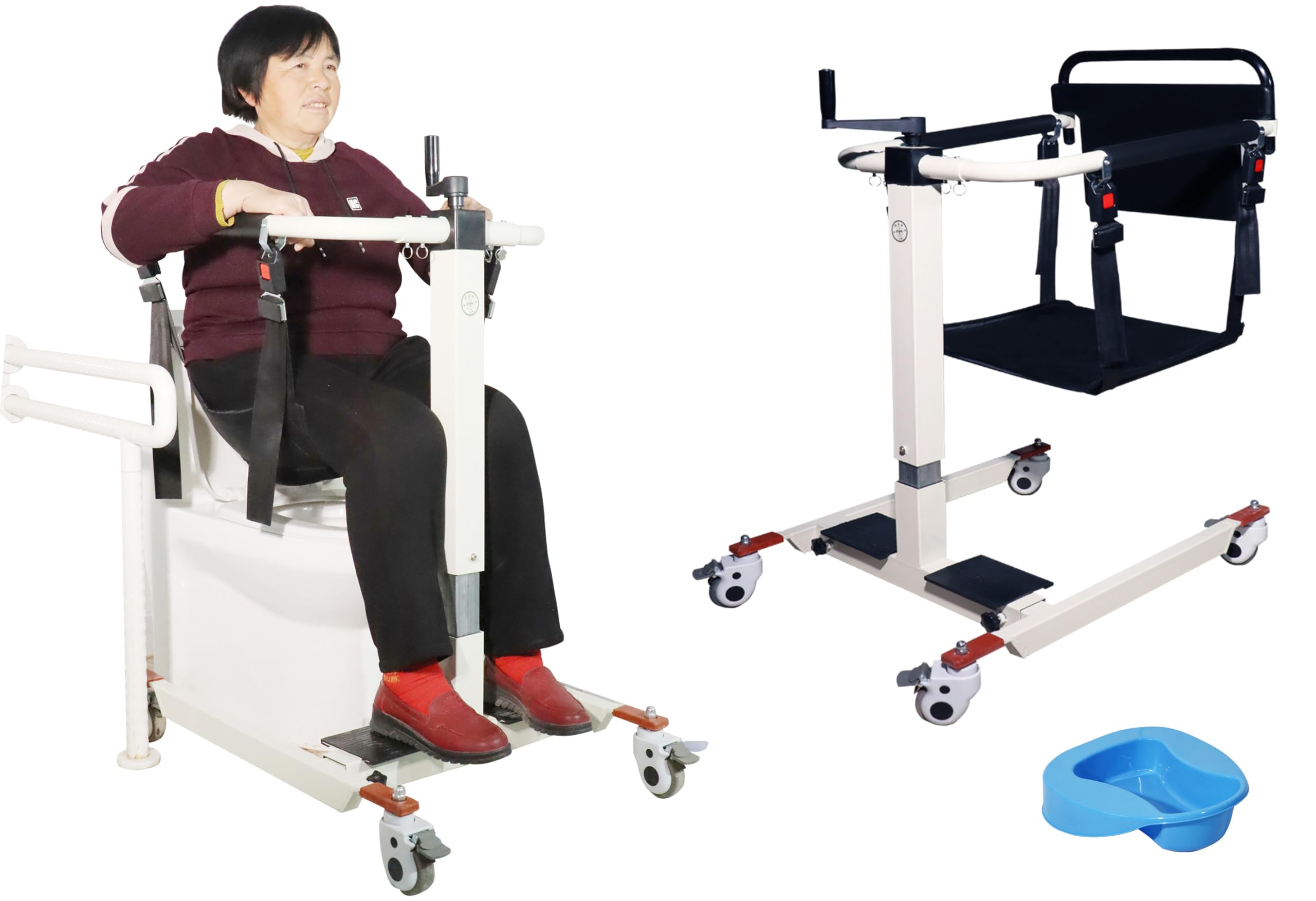 Silla de Transferencia con Grúa 4 en 1, Elevador de Pacientes, Silla de Ruedas de Transferencia para Coche, Silla de Ruedas Ligera para Baño Silla de Ducha para Ancianos