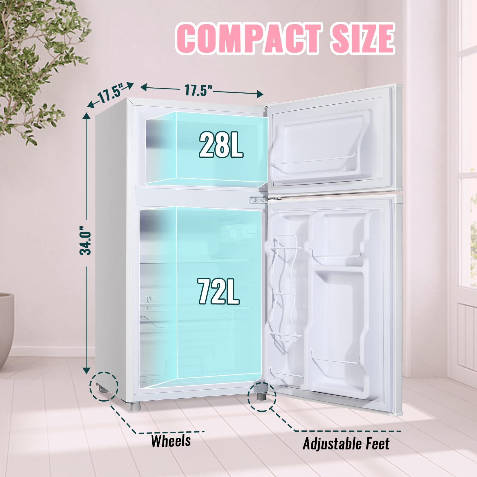 WANAI 3.5 Cu.ft Retro Mini Fridge with Freezer Small Refrigerators Dual Doors & Handles White Freestanding Classic Refrigerator Removable Glass Shelves Adjustable Thermostat for Home Office Dorm RV on Fridge.com
