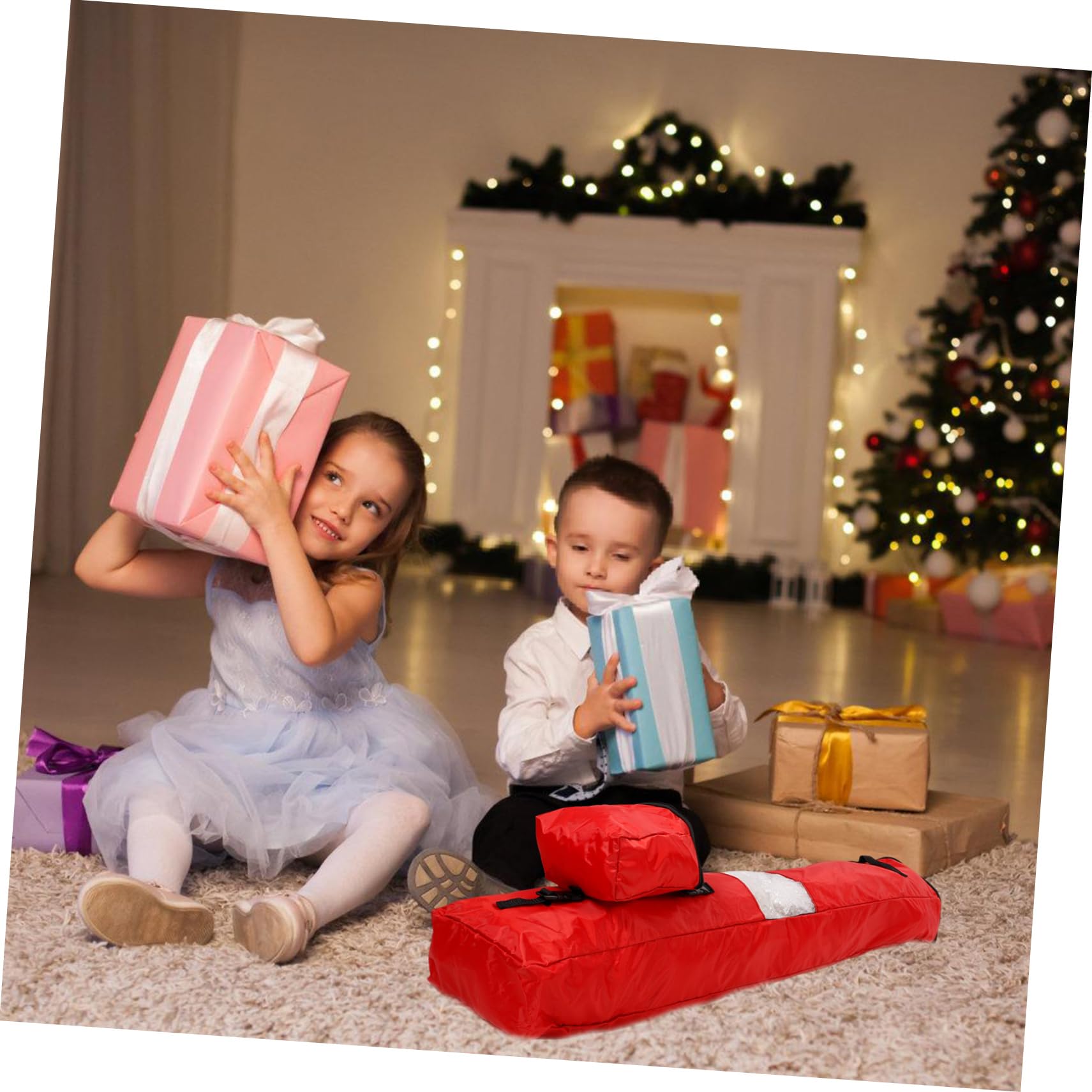 WATIIFUFU Aufbewahrungstasche für Geschenkpapier Geschenkpapier-organizer Aufbewahrungsbeutel für Weihnachtsgeschenkpapier Geschenkpapierhalter Tragbare Verpackungstasche