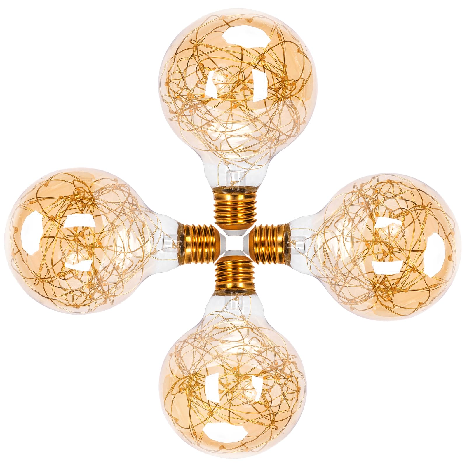 Aigostar - LED-Lampe E27 G95 Vintage 1.2W, Warmweißes Licht 2500K, 50 Lumen, Dekorative Glühfaden-Globuslampe aus Kupferdraht im Vintage-Edison-Stil, Retro -LED-Lampe, Nicht dimmbar, 4er-Pack