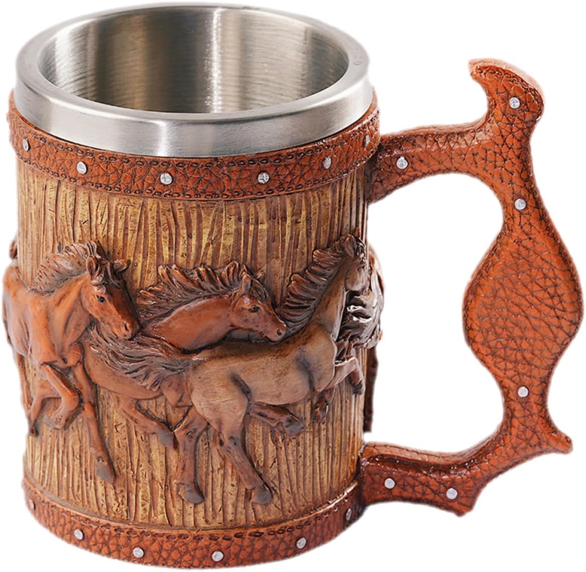 Viking Beer Mug Creative Retro Beer Stein Large Capacity Resin Mug with Barrel Design Practical Drinking Cup for Bar and Home Use
