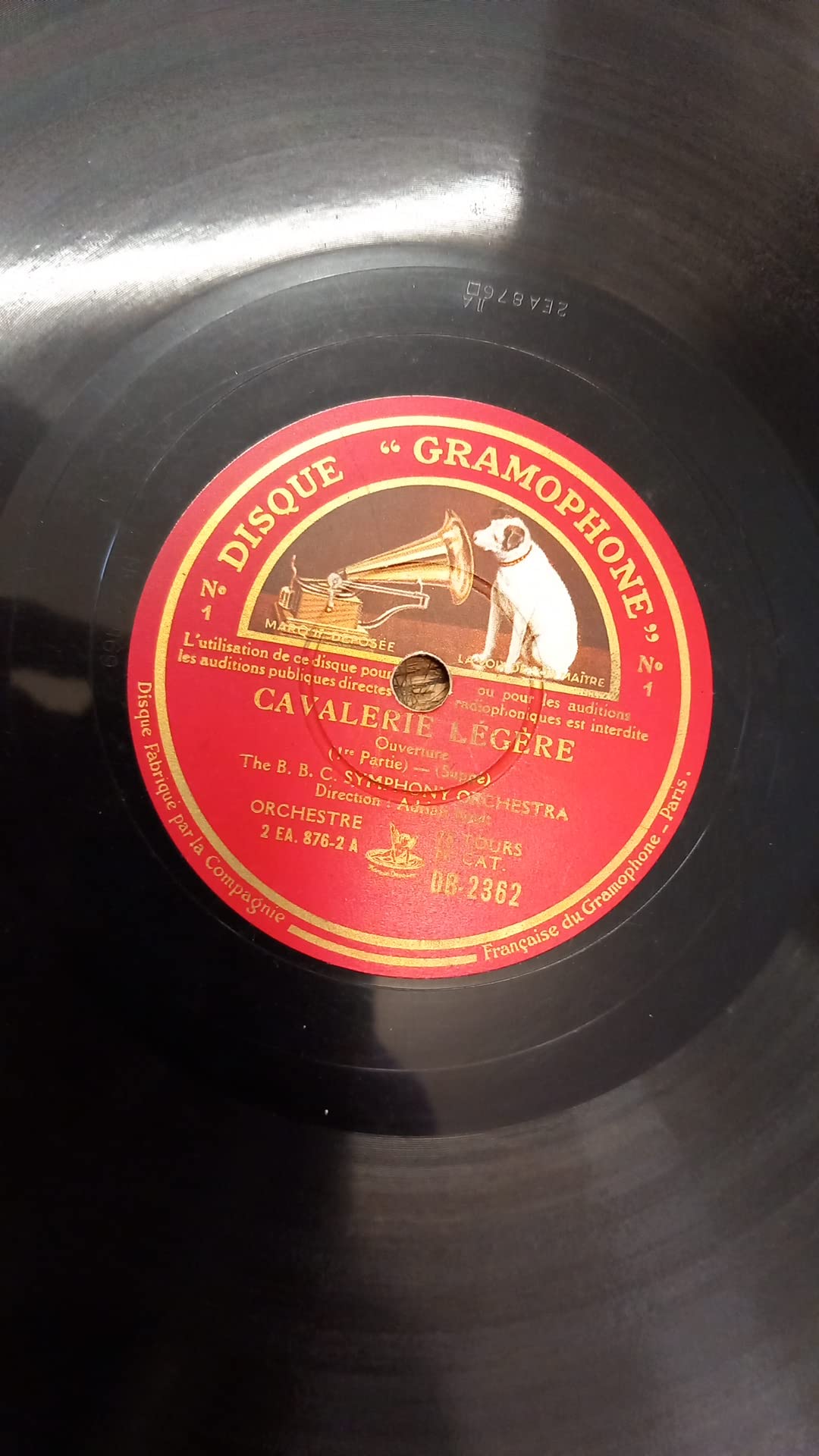 cavalerie légère the B.B.C symphony orchestra Adrian Boult disque 78 tours disque gramophone