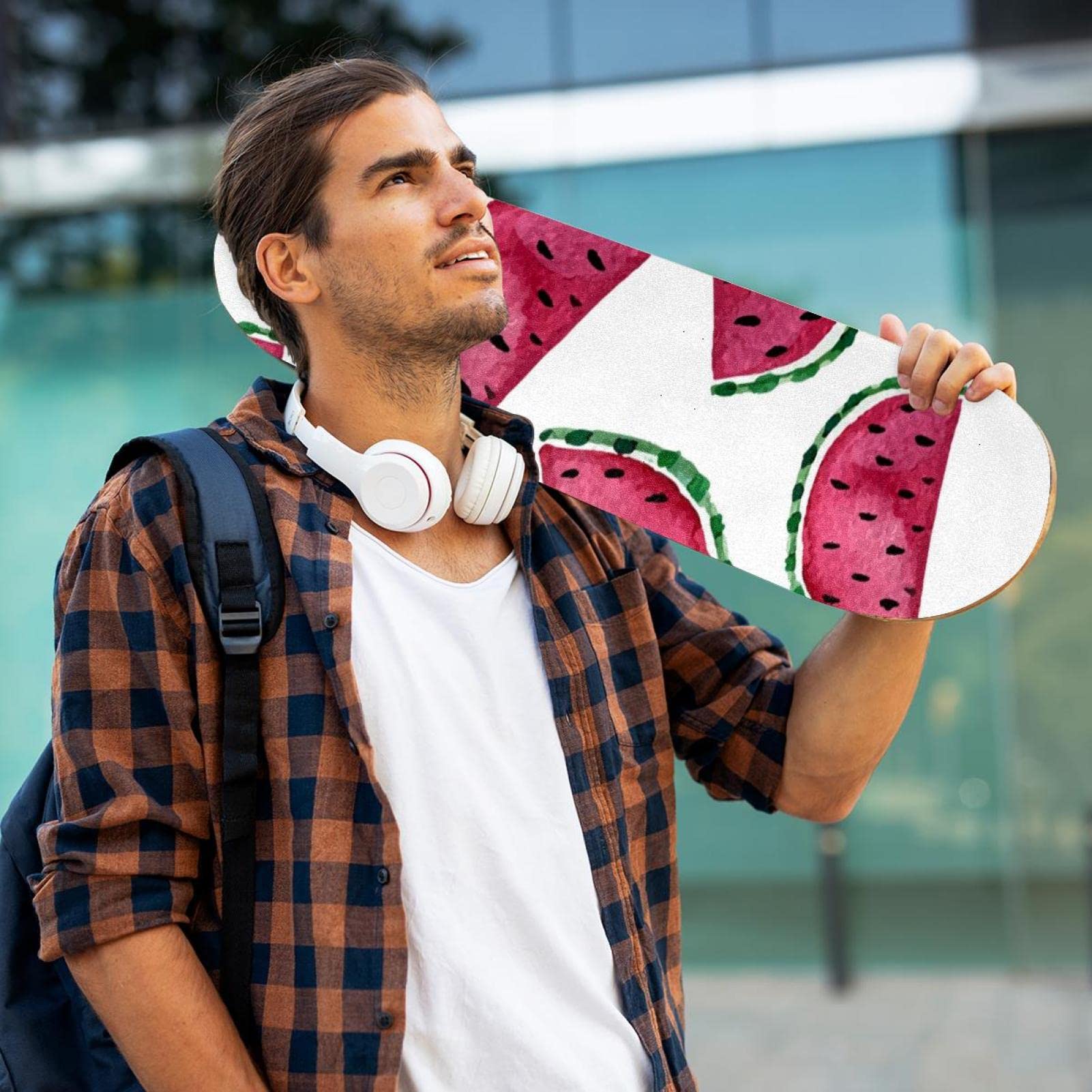 Watercolor Watermelon Skateboard-Griptape, Schleifpapier, Longboard, Aufkleber, Scooter, Deck, Sandpapier, 2 Stück