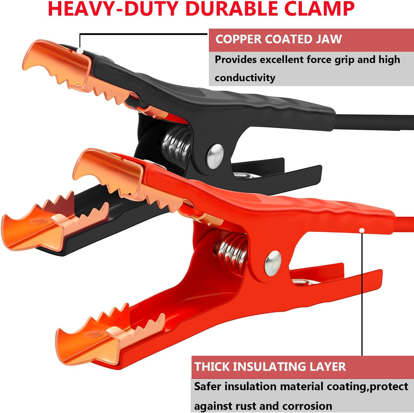 6 Gauge-16 Feet Battery Jumper Cables with Heavy-Duty Alligator Clamps - Reliable and Durable Car Battery Booster Cables for Quick and Safe Jump Starts,Ideal for Trucks,SUVs, and Cars