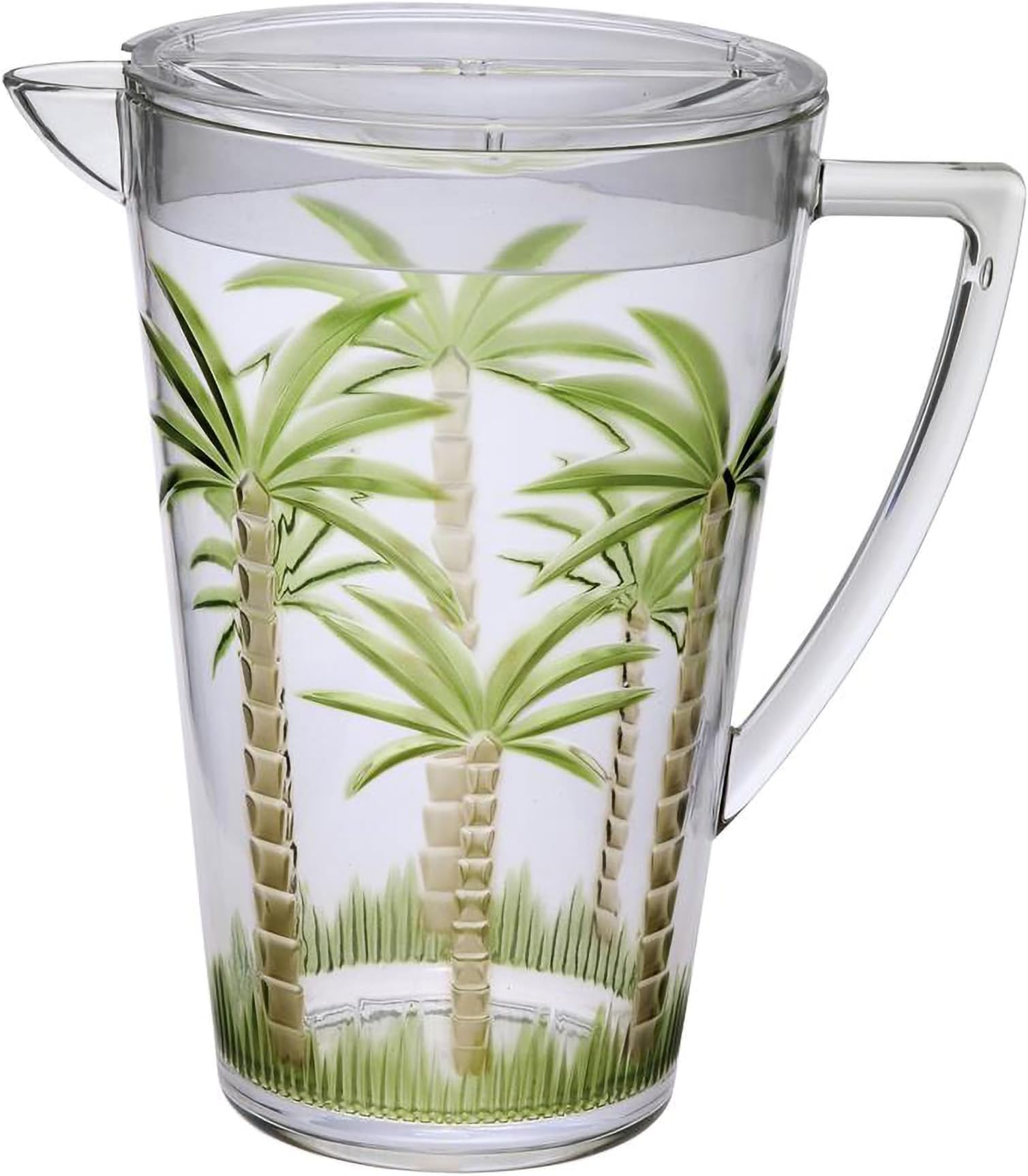Diligence4us 2.5 quart emboss pitcher, One Size, Palm Tree