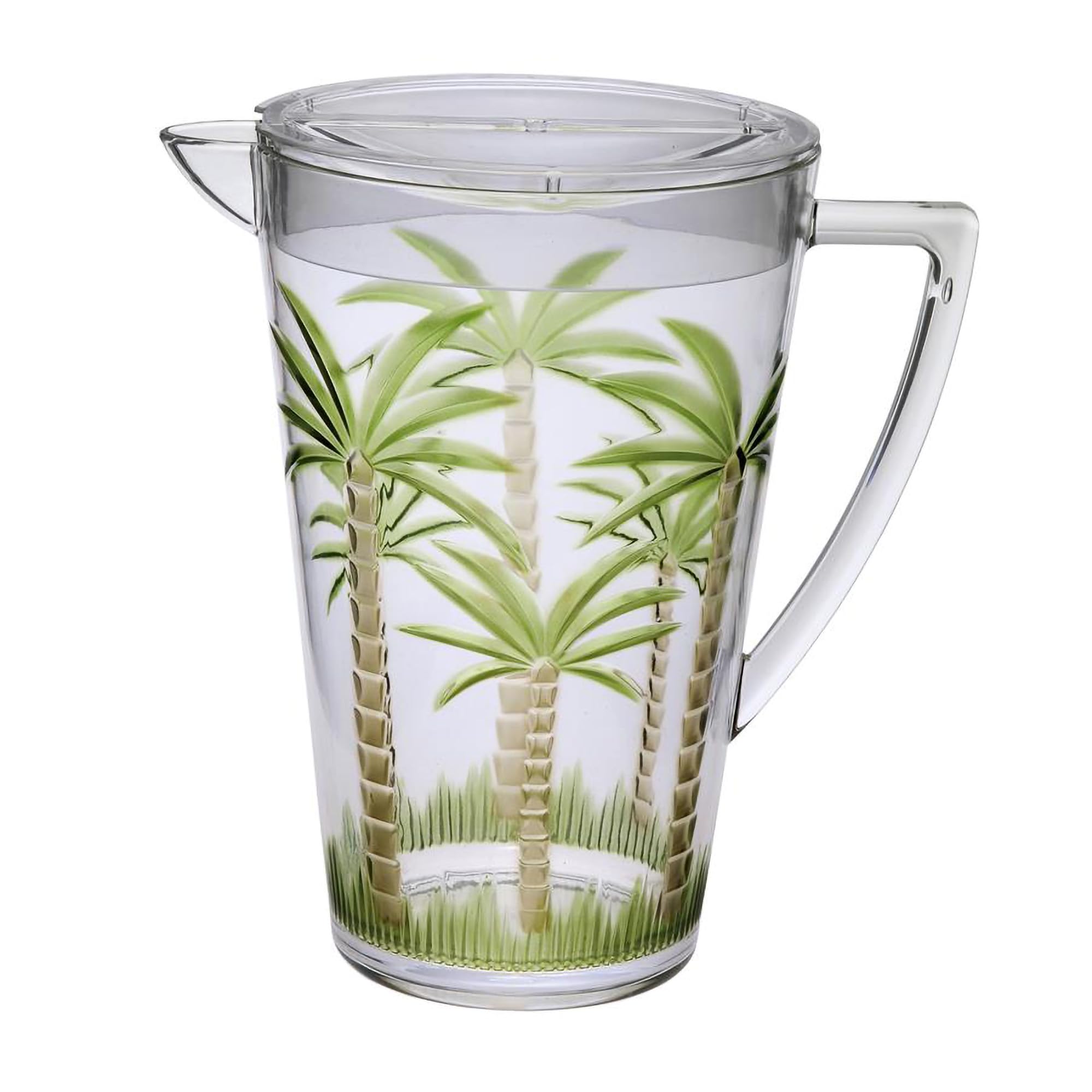 Diligence4us 2.5 quart emboss pitcher, One Size, Palm Tree