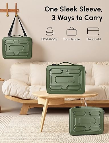 Miniatura 8 de DOMISO Bolsa de hombro para laptop de 17 pulgadas, a prueba de golpes, impermeable, EVA, funda de transporte protectora para 17.3 pulgadas, MSI