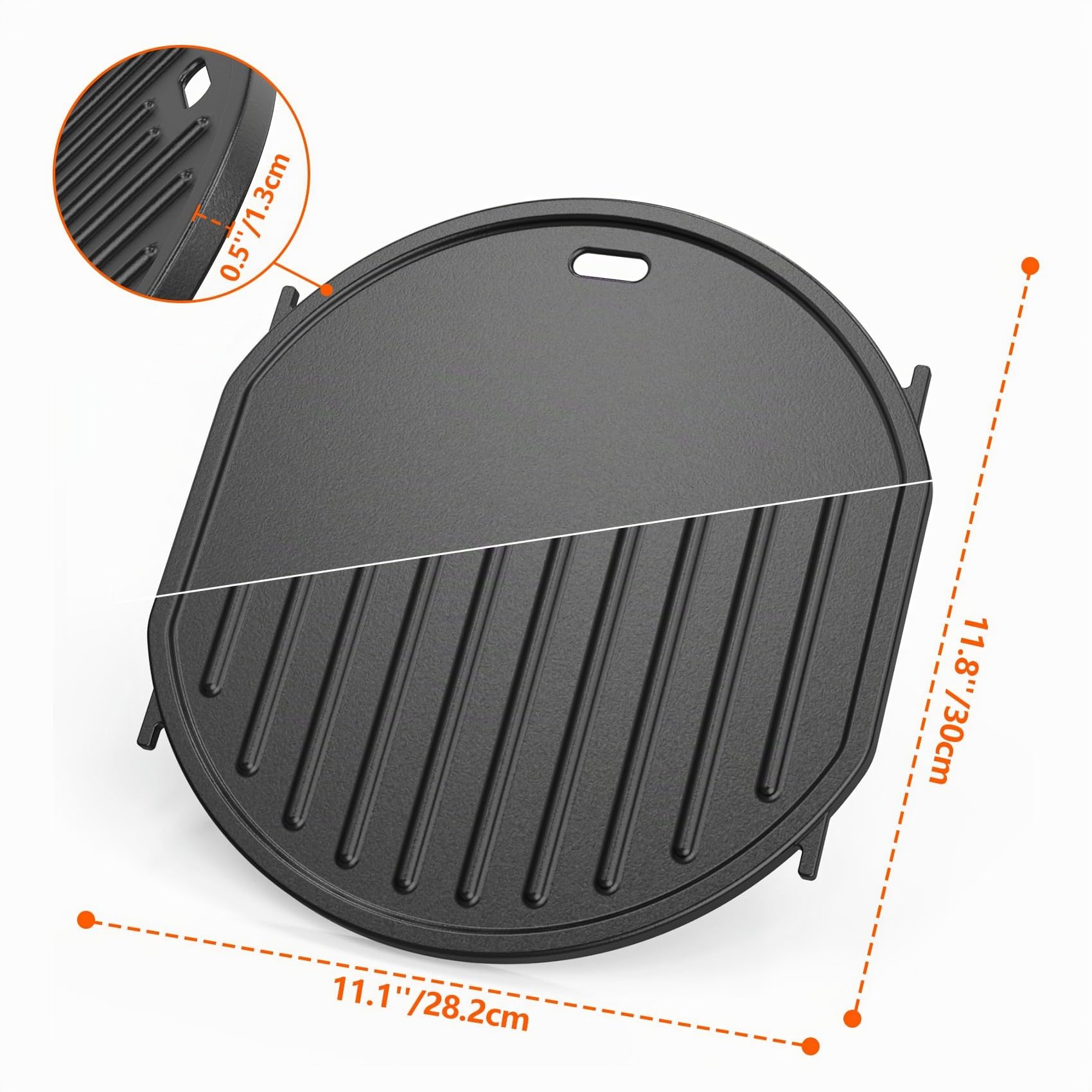 onlyfire Piastra in Ghisa per Weber Gourmet BBQ System, Piastra Reversibile per Weber 57 Kettle Grill, Spirit II 200/300 e Genesis II GS4 System, Inserto Piastra di Ricambio per Weber 64830