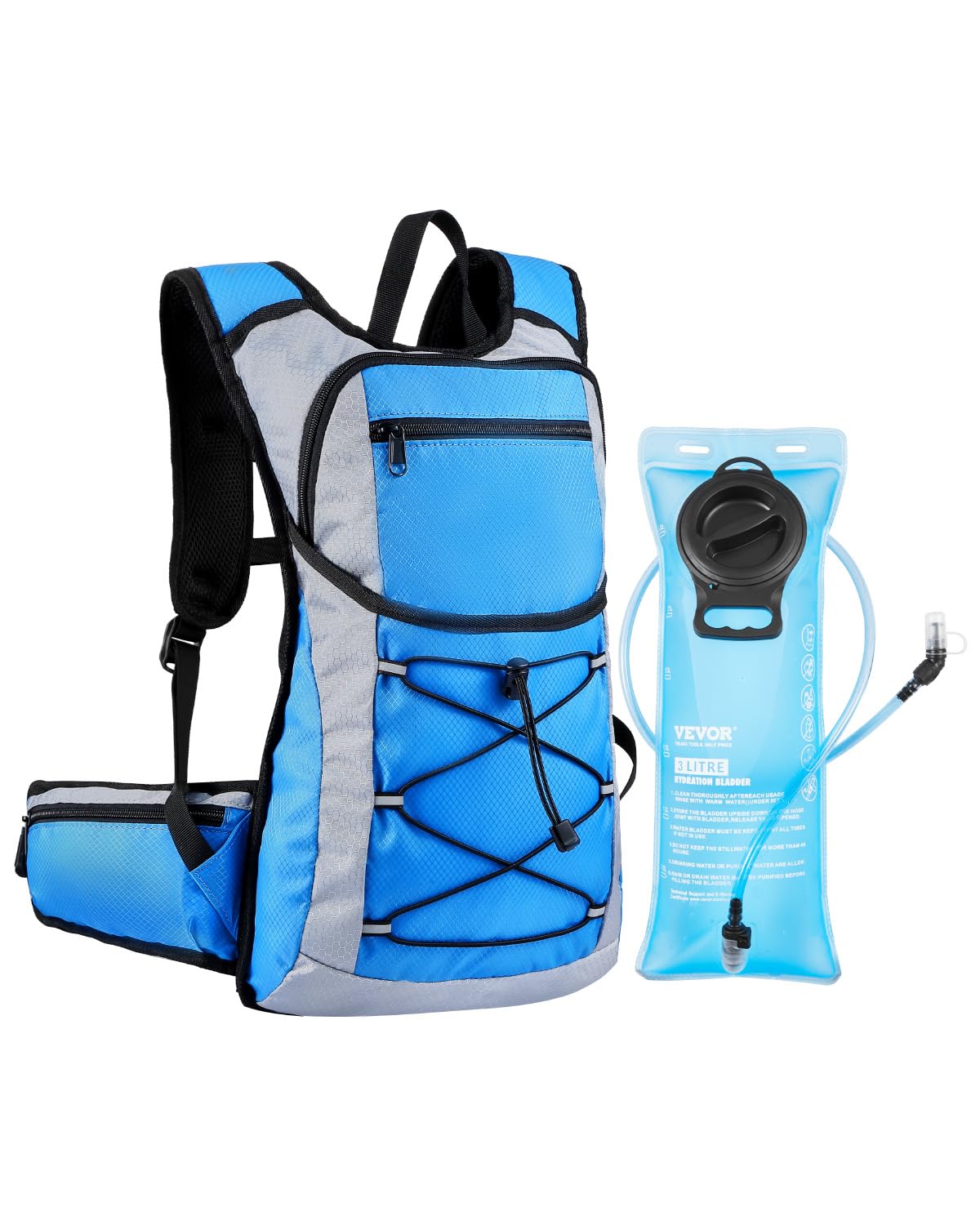 VEVOR Hydration Backpack, 15L Insulated Hydration Pack Backpack with 3L TPU Water Bladder, Hiking Water Backpack with Storage for Men Women, Hydro Water Daypack for Hiking Running Cycling Camping