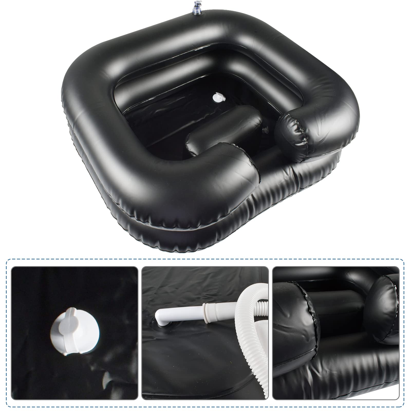 Lavabo Gonfiabile Per Capelli,Lavandino ,Bacino Portatile con Tubo di Drenaggio, per Shampoo in PVC per Anziani, Incinte, Feriti, Disabili